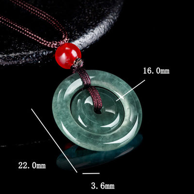 Pendentif collier Foviel en jade vert double boucle de paix pour l'abondance