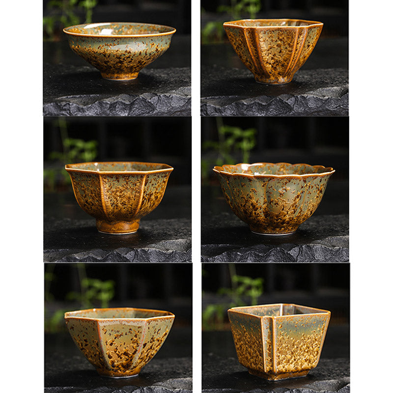 Buddha Stones Colorful Brown Ceramic Teacup Kung Fu Tea Cup Bowl Cup BS 30