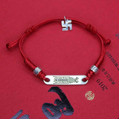 Foviel 925 Sterling Silber rote Schnur Glück Stärke Braid Armband