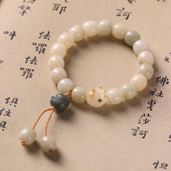 Buddha Stones Lucky Cat Bodhi Seed Cat Paw Peace Bracelet Bracelet BS Bodhi Seed Green Cat