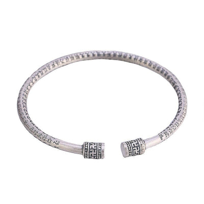 Buddha Stones Tibetan Heart Sutra White Copper Luck Bracelet Bracelet BS 4
