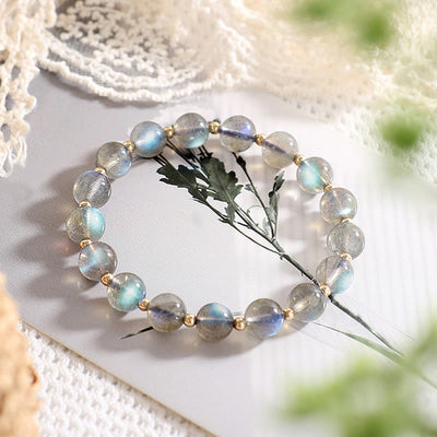 Buddha Stones 14k Gold Plated Natural Moonstone Healing Love Bracelet Bracelet BS 6