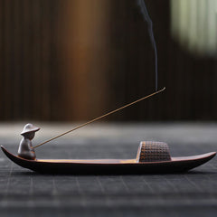 Buddha Stones A Lonely Fisherman Afloat Ceramic Healing Incense Burner Incense Burner BS Lonely Fisherman Afloat Incense Burner