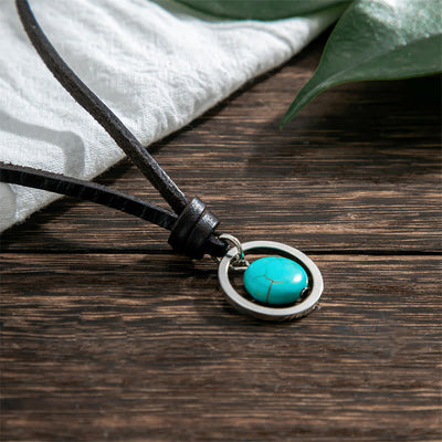 Buddha Stones Round Turquoise Stone Protection Strength Necklace Pendant Necklaces & Pendants BS Turquoise(Purification♥Protection)