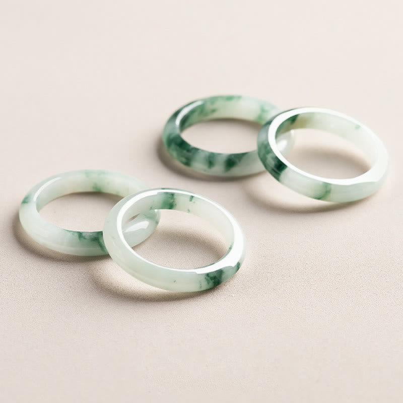 Buddha Stones Natural Green Jade Luck Abundance Ring Ring BS 3