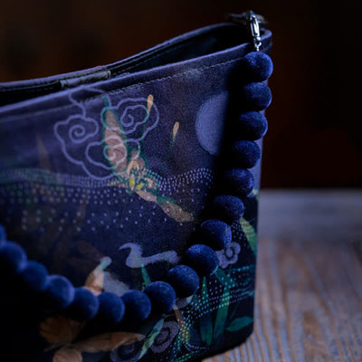 Buddha Stones Small Bamboo Leaves Butterfly Peony Flowers Magpie Metal Chain Crossbody Bag Shoulder Bag Handbag Handbags BS 5