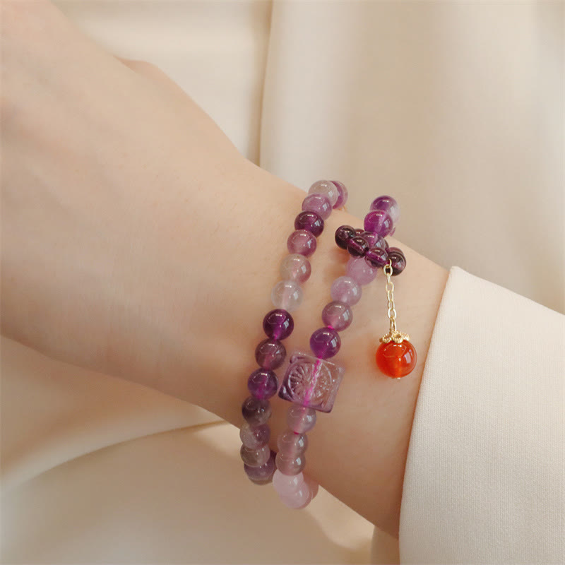 Buddha Stones Natural Amethyst Citrine Positive Transformation Double Wrap Bracelet Bracelet BS 4