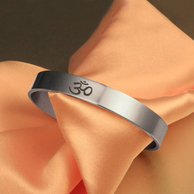 Buddha Stones Tibetan OM Symbol Mindfulness Cuff Bracelet Bangle Bracelet Bangle BS 5