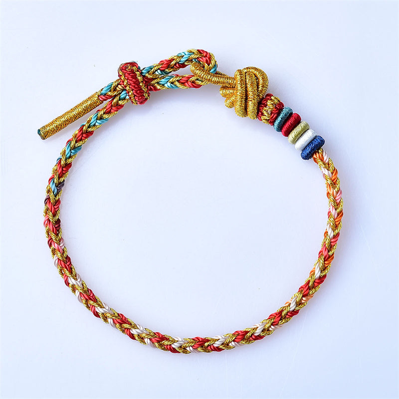 Buddha Stones Handcrafted Colorful Gold Healing Braid Rope Bracelet Bracelet BS 4