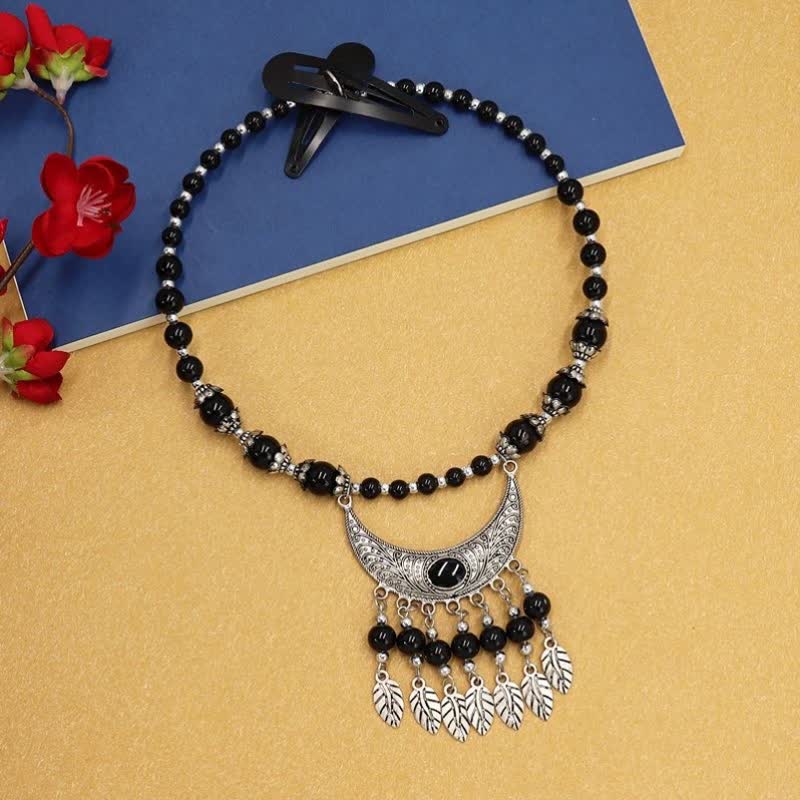 Buddha Stones Tibetan Exotic Beads Tassel Hair Decoration Decorations BS Black
