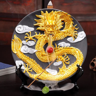 Dragon Ceramic Backflow Smoke Fountain Meditation Incense Burner Incense Burner BS 1