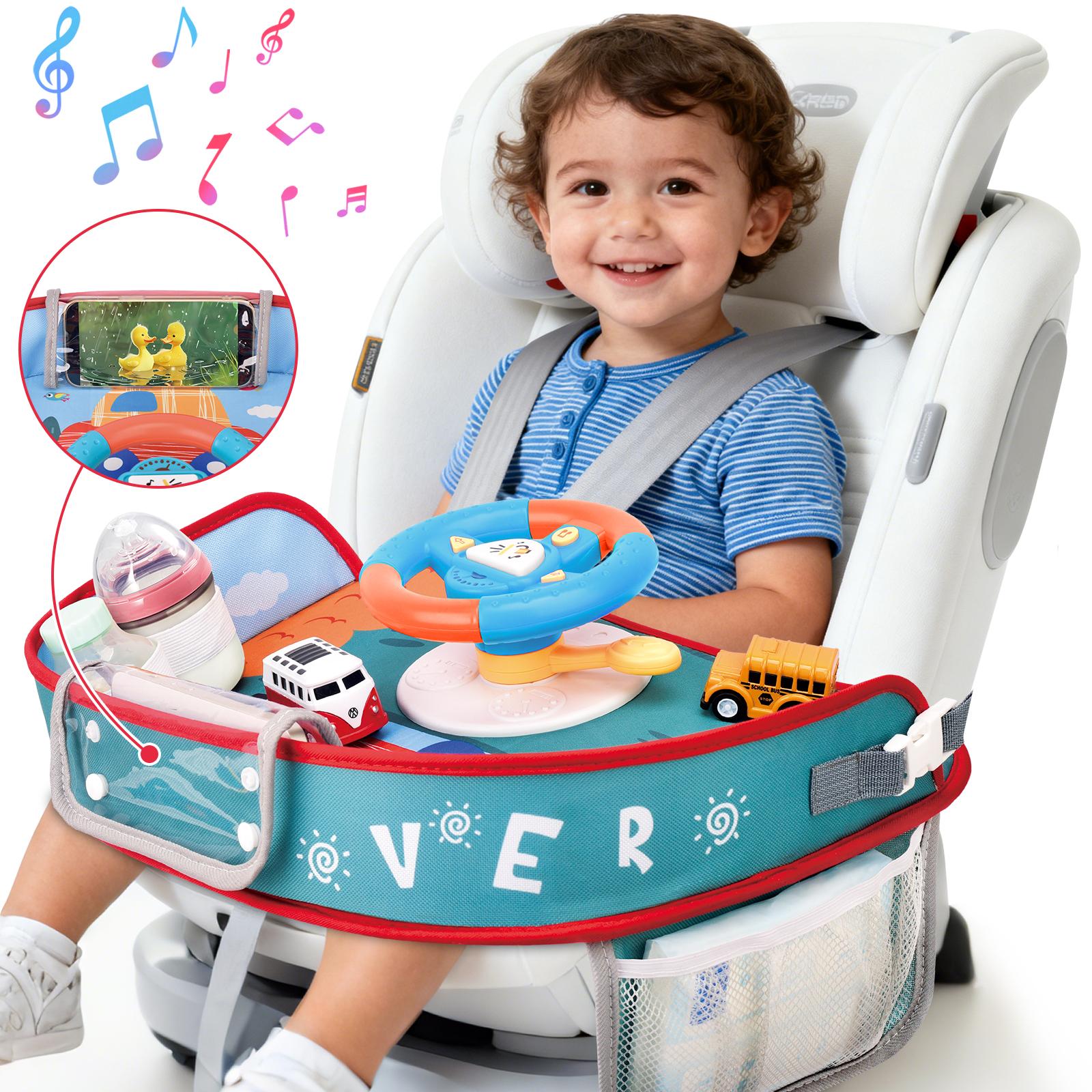 Volant Jouet pour Enfants avec Lumières et Musique, Jeu de Simulation de Conduite Interactif pour Tout-Petits, Divertissement de Voyage avec Klaxon et Levier de Vitesse, Cadeau Amusant pour Garçons et Filles