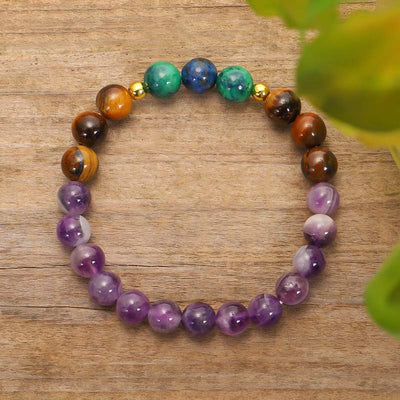 Buddha Stones Tibetan Amethyst Purify Bracelet Mala Set Mala Bracelet BS 11