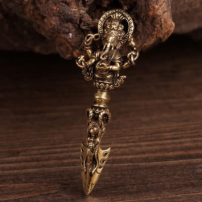 Buddha Stones Tibetan Ganesh Ganpati Elephant God of Wealth Dorje Vajra Spiritual Power Necklace Pendant Necklaces & Pendants BS 8