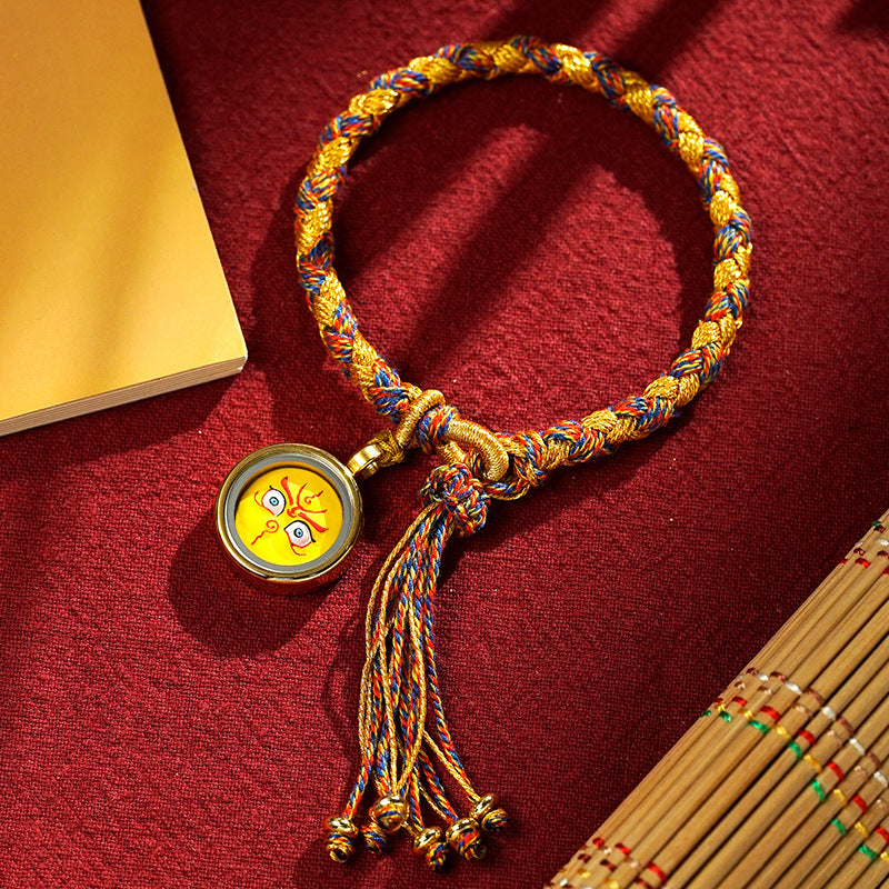 Buddha Stones Handmade Tibetan Five God Of Wealth Dragon Scale Rope Luck Braid Bracelet Bracelet BS Colorful Gold Yellow God of Wealth(Wrist Circumference 14-18cm)