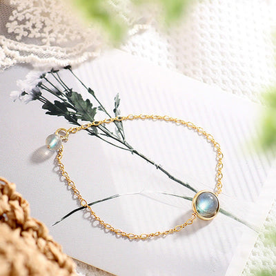 Buddha Stones 14k Gold Plated Natural Moonstone Healing Love Bracelet Bracelet BS 14k Gold Plated Moonstone(Wrist Circumference 14-16cm)