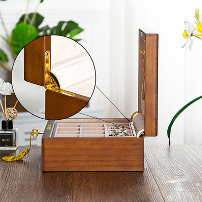 Buddha Stones Vintage Wooden Jewelry Box Two-Layer Solid Wood Jewelry Storage Box Jewelry Box BS 12