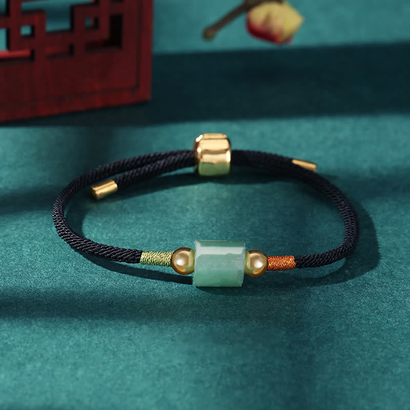 Buddha Stones Tibet Handmade Green Aventurine Red Stone Malachite Luck Protection Braided Rope Bracelet Bracelet BS Green Aventurine Black(Wrist Circumference 14-20cm)