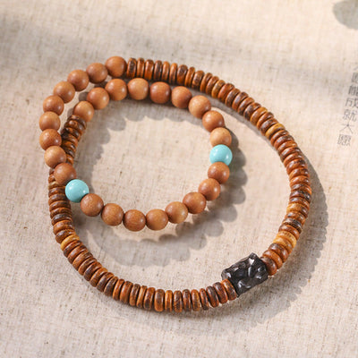 Foviel Sandalwood Turquoise Protection Double Wrap Bracelet