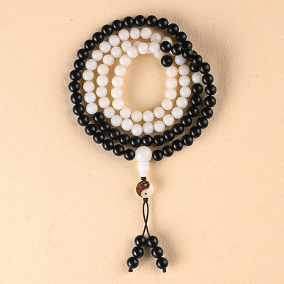 Collier mala de protection YinYang en ébène Foviel