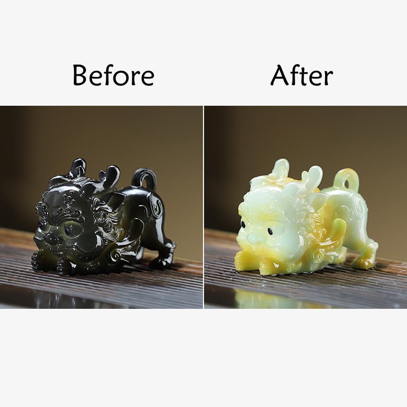Buddha Stones Color Changing Small PiXiu Ingot Resin Tea Pet Wealth Home Figurine Decoration Decorations BS 3