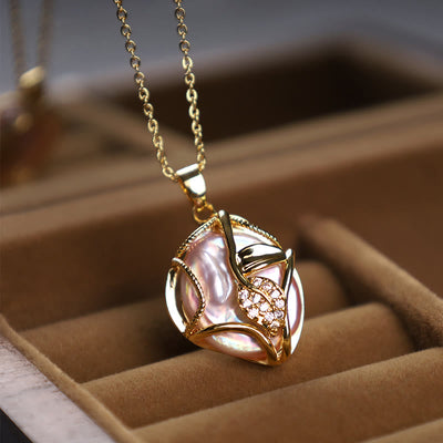 Buddha Stones 18K Gold Plated Copper Natural Baroque Pearl Flower Sincerity Necklace Pendant 3