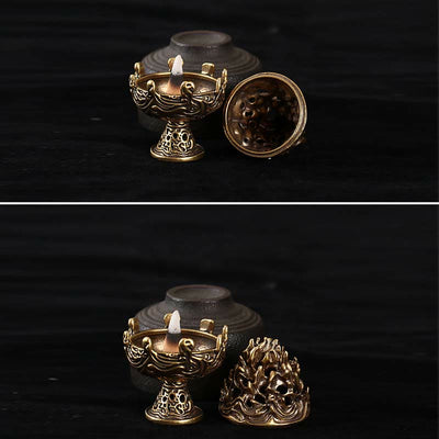 Buddha Stones Tibetan Mini Mountain Pattern Meditation Copper Alloy Incense Burner Incense Burner BS 15