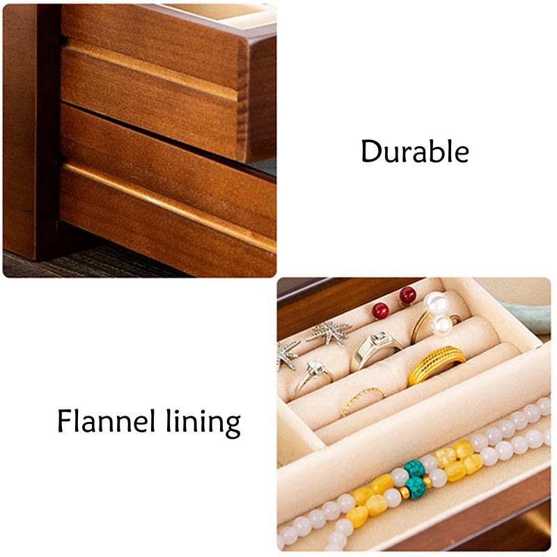 Buddha Stones Retro Solid Wood Jewelry Box Jewelry Storage Box With Drawer Jewelry Box BS 24
