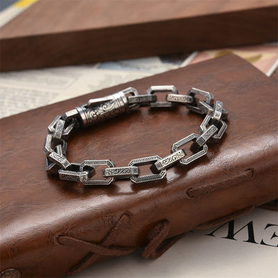 Buddha Stones Vintage Tang Dynasty Flower Design Engraved Luck Energy Bracelet Bracelet BS 4