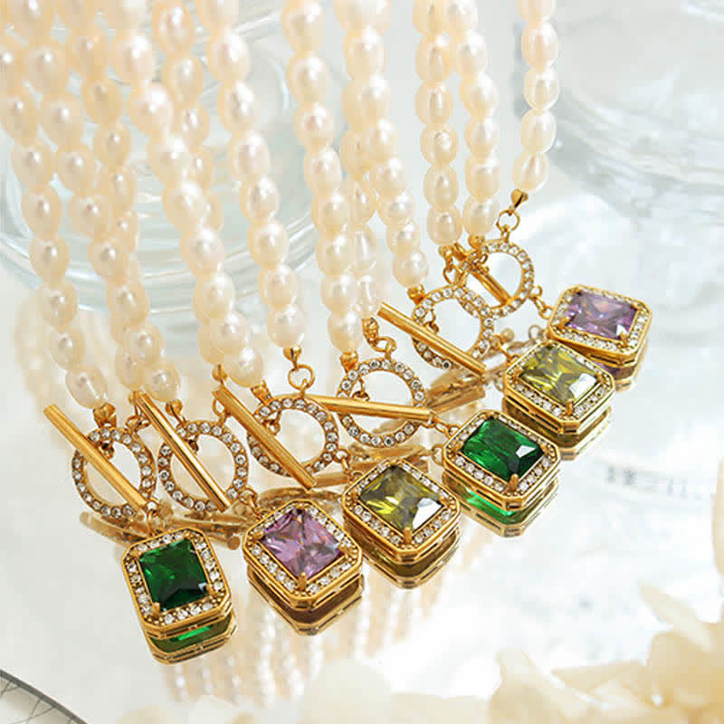 Buddha Stones Pearl Zircon Wealth Charm Necklace Pendant Necklaces & Pendants BS 2