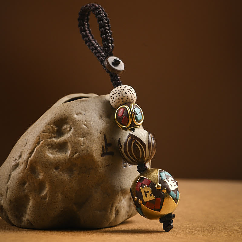 Buddha Stones Tibetan Om Mani Padme Hum Bodhi Seed Peace Key Chain Key Chain BS Om Mani Padme Hum Bead