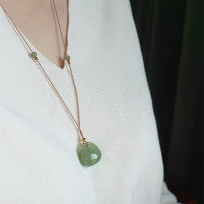 Buddha Stones Natural Jade Luck Prosperity Necklace Pendant (Random Color) Necklaces & Pendants BS 5