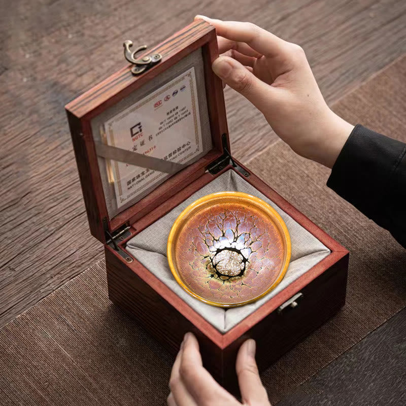 Buddha Stones Gold Spot Pattern Chinese Jianzhan Ceramic Teacup Kung Fu Tea Cup Bowl With Gift Box Jian Zhan Tea Cup BS 5