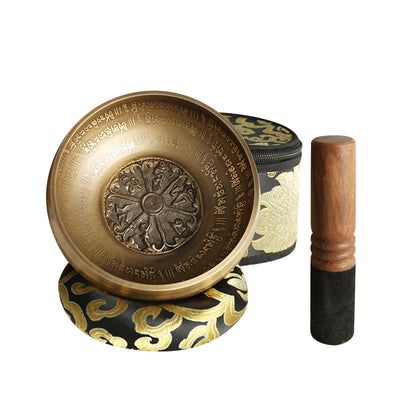 Buddha Stones Tibetan Meditation Sound Bowl Handcrafted for Healing and Mindfulness Singing Bowl Set Singing Bowl buddhastoneshop Black