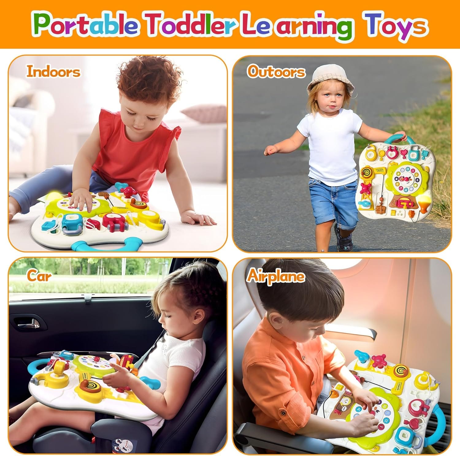 Fidtoy Montessori Multifunction Exploration Busy Board for Babies Light Music Sensory Travel Learning Toy Age 0-3