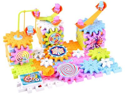 Fidtoy Magical Electronic Interlocking Gear Blocks 83 Pieces STEM Building Toy for Preschool Kids Age 2-6