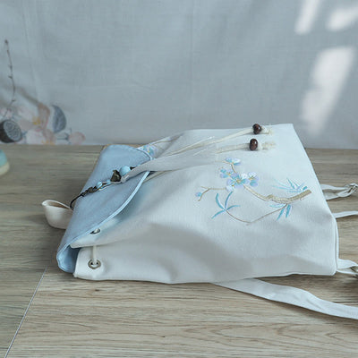 Buddha Stones Handmade Embroidered Large Capacity Canvas Backpack Backpack BS 46