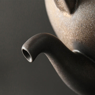 Buddha Stones Retro Brown Chinese Gongfu Tea Ceramic Kung Fu Teapot 700ml With Base Teapot BS 7