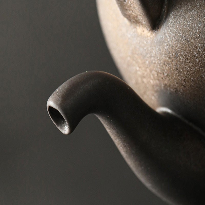 Buddha Stones Retro Brown Chinese Gongfu Tea Ceramic Kung Fu Teapot 700ml With Base Teapot BS 7