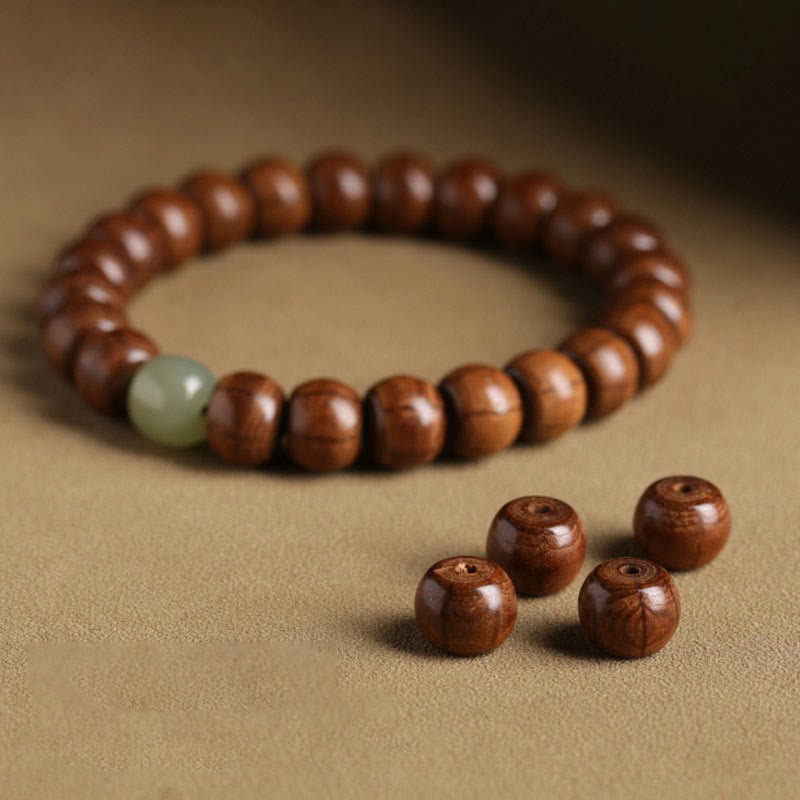 Buddha Stones Natural Abelia Biflora Wood Hetian Jade Bamboo Bead Warding Off Evil Spirits Bracelet Bracelet BS 10