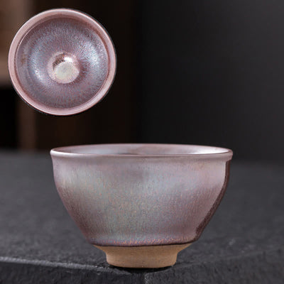 Buddha Stones Chinese Pink Gold Jianzhan Porcelain Teacup Kung Fu Tea Cup Jian Zhan Tea Cup BS 1