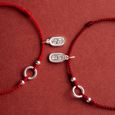 Buddha Stones 925 Sterling Silver Lucky Fortune Peace Joy Lotus Peace Buckle Red String Bracelet Bracelet BS 3
