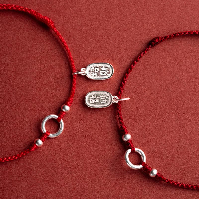 Buddha Stones 925 Sterling Silver Lucky Fortune Peace Joy Lotus Peace Buckle Red String Bracelet Bracelet BS 3