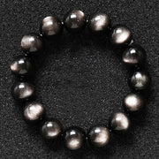 Bracelet de protection apaisant en obsidienne argentée naturelle Foviel