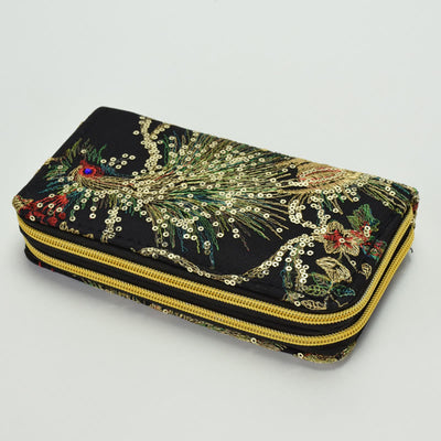 Foviel Peacock Double-sided Embroidery Cash Holder Wallet Shopping Purse