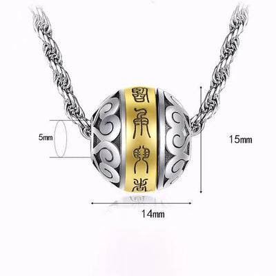 Buddha Stones Taoist Nine-Character Mantra Engraved Amulet Balance Necklace Rotatable Pendant Necklaces & Pendants BS 5