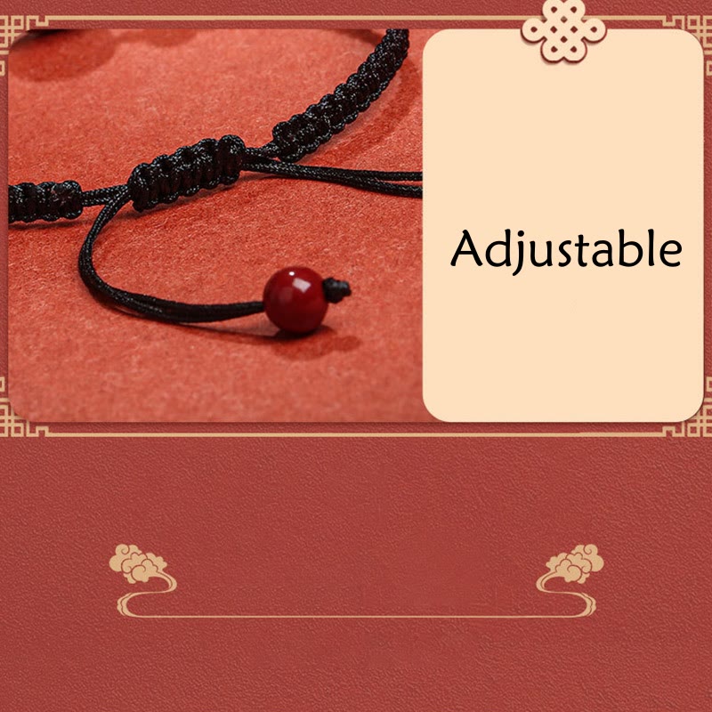 Buddha Stones Natural Cinnabar Peace Buckle Blessing String Bracelet Bracelet BS 13