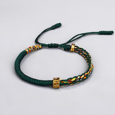 Buddha Stones Om Mani Padme Hum Protection Luck String Bracelet Bracelet BS Green(Bracelet Size 16+12cm)