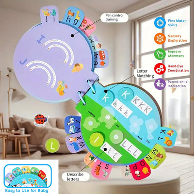 Livre d'activités Be2BeKidz pour l'apprentissage de l'alphabet pour les tout-petits 1-3 ans | Livre d'activités Montessori ABC pour enfants | Jouet éducatif de style Babybus pour l'apprentissage préscolaire et le développement de la motricité fine