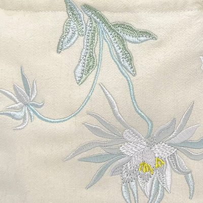 Buddha Stones Suzhou Embroidery Lotus Epiphyllum Magnolia Cotton Linen Tote Crossbody Bag Shoulder Bag Handbag Crossbody Bag BS 11
